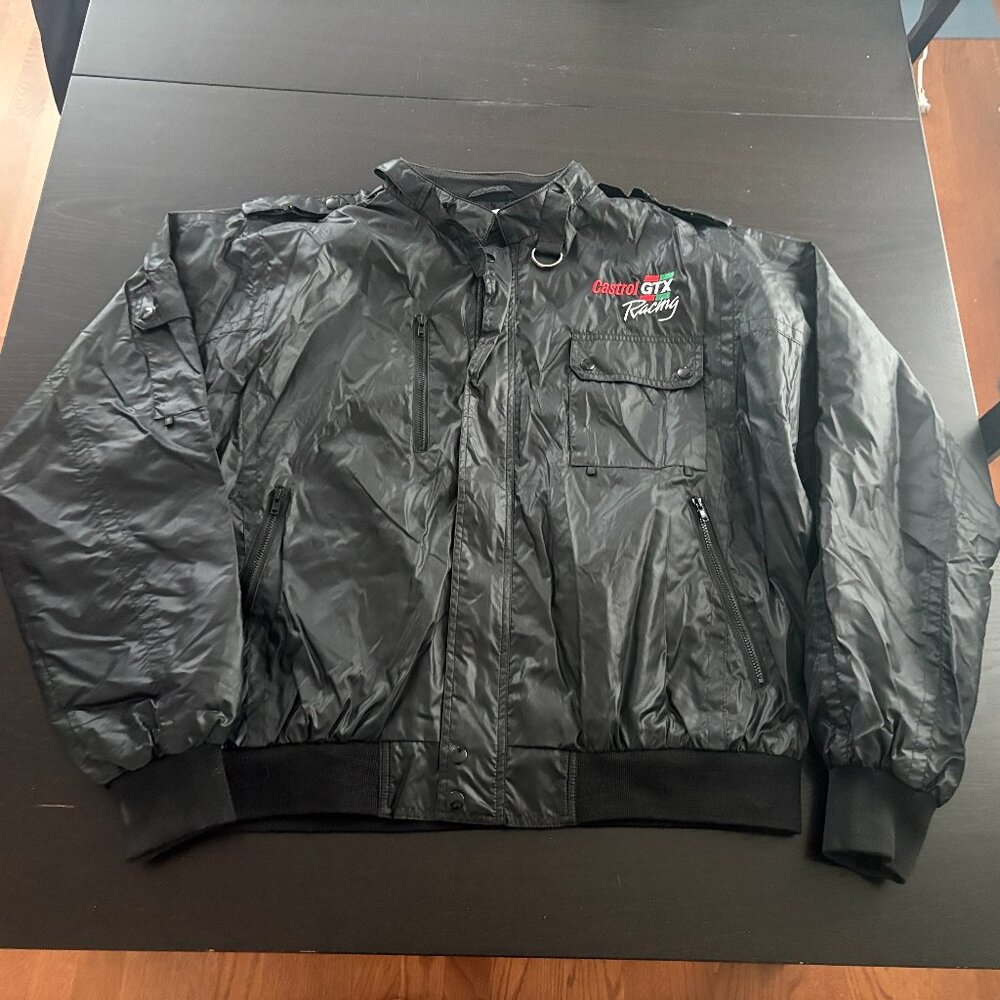 Vintage Mens MV Sport Castrol GTX Racing Cafe Racer Nylon Jacket Size XL